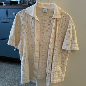 Zara white soft beach shirt